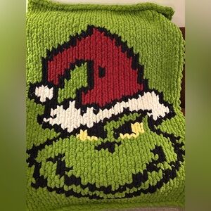 Festive Grinch Knit Blanket